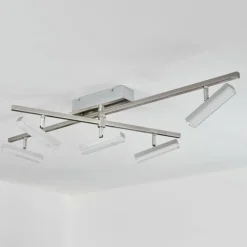 hofstein Plafonnier Vehkala LED Chrome, Nickel mat, 5 lumières, Télécommandes, Changeur de couleurs