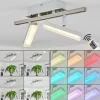 hofstein Plafonnier Vehkala LED Chrome, Nickel mat, 2 lumières, Télécommandes, Changeur de couleurs