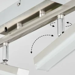 hofstein Plafonnier Vehkala LED Chrome, Nickel mat, 2 lumières, Télécommandes, Changeur de couleurs