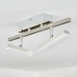 hofstein Plafonnier Vehkala LED Chrome, Nickel mat, 2 lumières, Télécommandes, Changeur de couleurs
