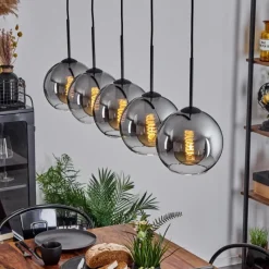 Suspension Verre Fumé-hofstein Plafonnier Verre 20 cm Koyoto Clair, Fumé, 5 lumières