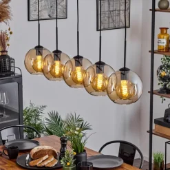 hofstein Plafonnier Verre 20 cm Koyoto Ambre, 5 lumières