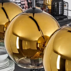 hofstein Plafonnier Verre 20 cm Koyoto Or, Clair, 5 lumières