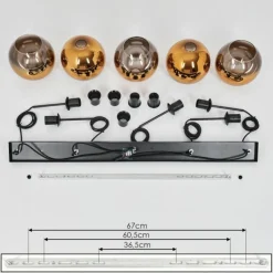 hofstein Plafonnier Verre 20 cm Koyoto Or, Clair, 5 lumières