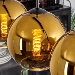 hofstein Plafonnier Verre 20 cm Koyoto Or, Clair, 5 lumières