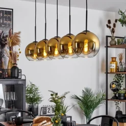 hofstein Plafonnier Verre 20 cm Koyoto Or, Clair, 5 lumières