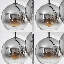 Suspension Verre Fumé-hofstein Plafonnier Verre 20 cm Koyoto Chrome, Clair, Fumé, 4 lumières