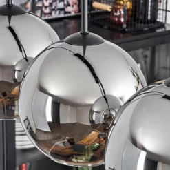 Suspension Verre Fumé-hofstein Plafonnier Verre 20 cm Koyoto Chrome, Clair, Fumé, 4 lumières