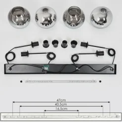 Suspension Verre Fumé-hofstein Plafonnier Verre 20 cm Koyoto Chrome, Clair, Fumé, 4 lumières