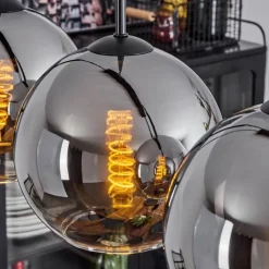 Suspension Verre Fumé-hofstein Plafonnier Verre 20 cm Koyoto Chrome, Clair, Fumé, 4 lumières