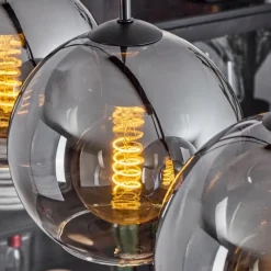 Suspension Verre Fumé-hofstein Plafonnier Verre 20 cm Koyoto Clair, Fumé, 4 lumières