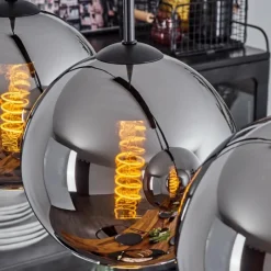 Suspension Verre Fumé-hofstein Plafonnier Verre 20 cm Koyoto Chrome, Fumé, 5 lumières