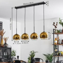 hofstein Plafonnier Verre 20 cm Koyoto Or, Clair, 4 lumières