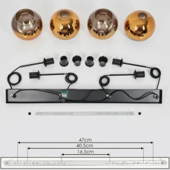 hofstein Plafonnier Verre 20 cm Koyoto Or, Clair, 4 lumières