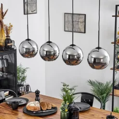 Suspension Verre Fumé-hofstein Plafonnier Verre 20 cm Koyoto Chrome, Fumé, 4 lumières