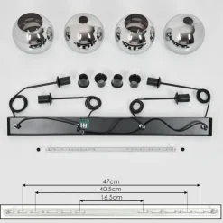 Suspension Verre Fumé-hofstein Plafonnier Verre 20 cm Koyoto Chrome, Fumé, 4 lumières