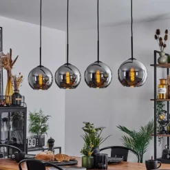 Suspension Verre Fumé-hofstein Plafonnier Verre 20 cm Koyoto Chrome, Fumé, 4 lumières
