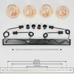 hofstein Plafonnier Verre 20 cm Koyoto Ambre, 4 lumières