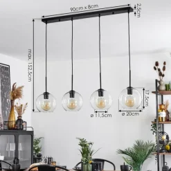 hofstein Plafonnier Verre 20 cm Koyoto Clair, 4 lumières