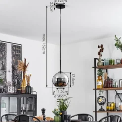 Suspension Verre Fumé-hofstein Plafonnier Verre 20 cm Koyoto Chrome, Fumé, 1 lumière