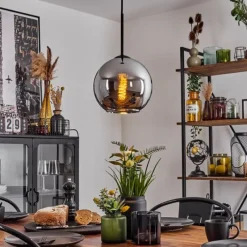 Suspension Verre Fumé-hofstein Plafonnier Verre 20 cm Koyoto Chrome, Fumé, 1 lumière