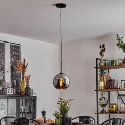 Suspension Verre Fumé-hofstein Plafonnier Verre 20 cm Koyoto Chrome, Fumé, 1 lumière