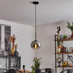 Suspension Verre Fumé-hofstein Plafonnier Verre 20 cm Koyoto Chrome, Clair, Fumé, 1 lumière