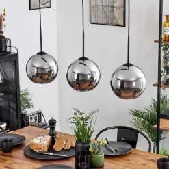 Suspension Verre Fumé-hofstein Plafonnier Verre 20 cm Koyoto Chrome, Fumé, 3 lumières