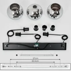 Suspension Verre Fumé-hofstein Plafonnier Verre 20 cm Koyoto Chrome, Fumé, 3 lumières