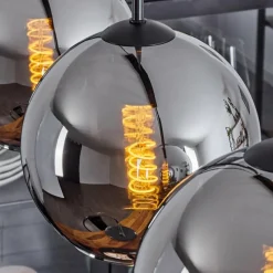 Suspension Verre Fumé-hofstein Plafonnier Verre 20 cm Koyoto Chrome, Fumé, 3 lumières