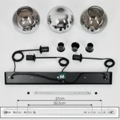 Suspension Verre Fumé-hofstein Plafonnier Verre 20 cm Koyoto Chrome, Clair, Fumé, 3 lumières