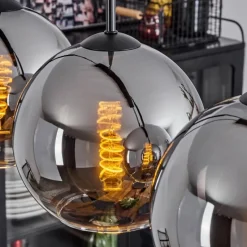 Suspension Verre Fumé-hofstein Plafonnier Verre 20 cm Koyoto Chrome, Clair, Fumé, 3 lumières