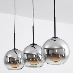 Suspension Verre Fumé-hofstein Plafonnier Verre 20 cm Koyoto Chrome, Clair, Fumé, 3 lumières