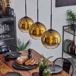 hofstein Plafonnier Verre 20 cm Koyoto Or, Clair, 3 lumières