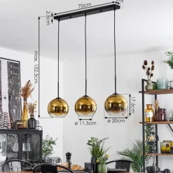 hofstein Plafonnier Verre 20 cm Koyoto Or, Clair, 3 lumières