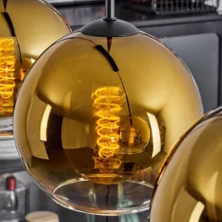 hofstein Plafonnier Verre 20 cm Koyoto Or, Clair, 3 lumières