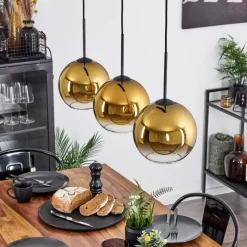 hofstein Plafonnier Verre 20 cm Koyoto Or, Clair, 3 lumières