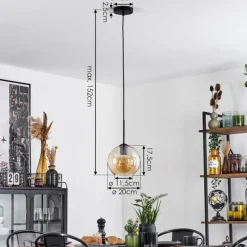 hofstein Plafonnier Verre 20 cm Koyoto Ambre, 1 lumière