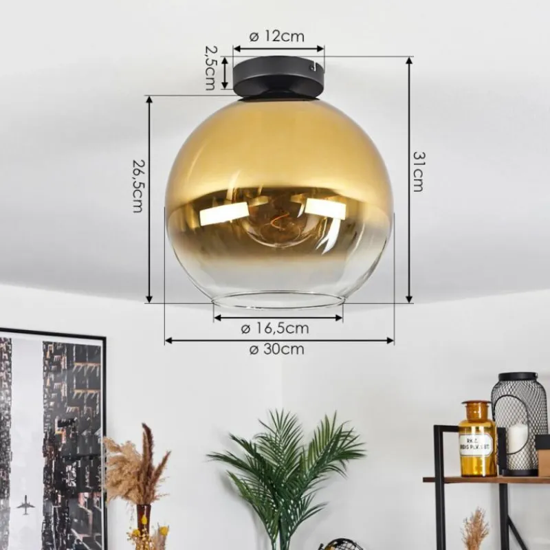 hofstein Plafonnier Verre 30 cm Koyoto Or, Clair, 1 lumière