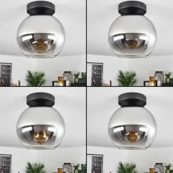 Suspension Verre Fumé-hofstein Plafonnier Verre 20 cm Koyoto Chrome, Clair, Fumé, 1 lumière