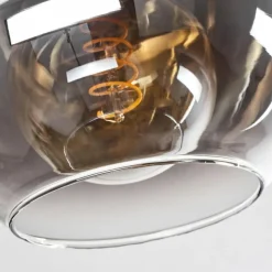 Suspension Verre Fumé-hofstein Plafonnier Verre 20 cm Koyoto Chrome, Clair, Fumé, 1 lumière