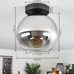 Suspension Verre Fumé-hofstein Plafonnier Verre 20 cm Koyoto Chrome, Clair, Fumé, 1 lumière