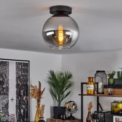 Suspension Verre Fumé-hofstein Plafonnier Verre 20 cm Koyoto Chrome, Clair, Fumé, 1 lumière