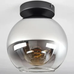 Suspension Verre Fumé-hofstein Plafonnier Verre 20 cm Koyoto Chrome, Clair, Fumé, 1 lumière