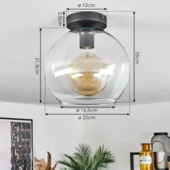 hofstein Plafonnier Verre 25 cm Koyoto Clair, 1 lumière