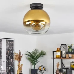 hofstein Plafonnier Verre 25 cm Koyoto Or, Clair, 1 lumière