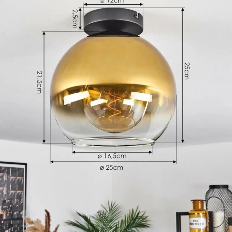 hofstein Plafonnier Verre 25 cm Koyoto Or, Clair, 1 lumière