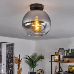 Suspension Verre Fumé-hofstein Plafonnier Verre 25 cm Koyoto Clair, Fumé, 1 lumière