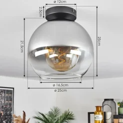 Suspension Verre Fumé-hofstein Plafonnier Verre 25 cm Koyoto Clair, Fumé, 1 lumière