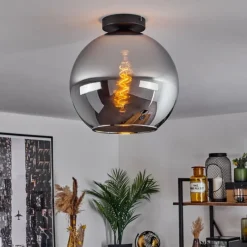 Suspension Verre Fumé-hofstein Plafonnier Verre 30 cm Koyoto Chrome, Fumé, 1 lumière